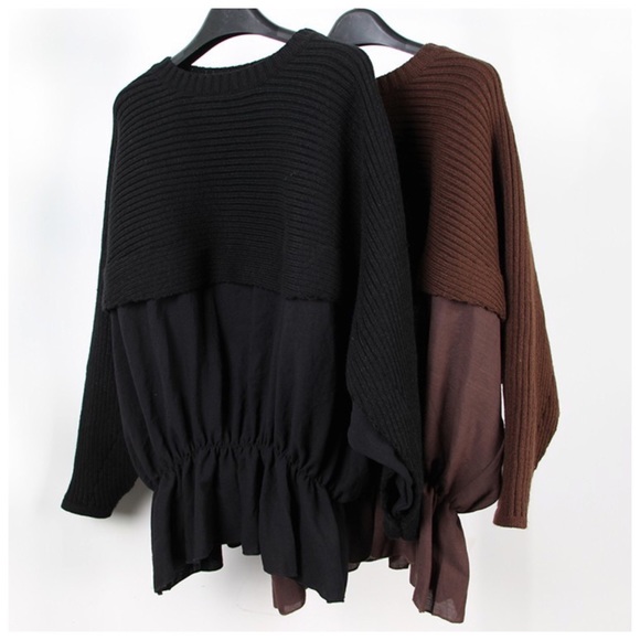 Oversize Puff Flowing Bat Wing Sweater Top - Picture 7 of 8